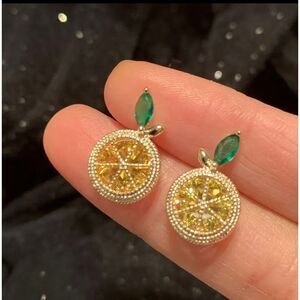 Yellow & Green Lemon Stud Earrings